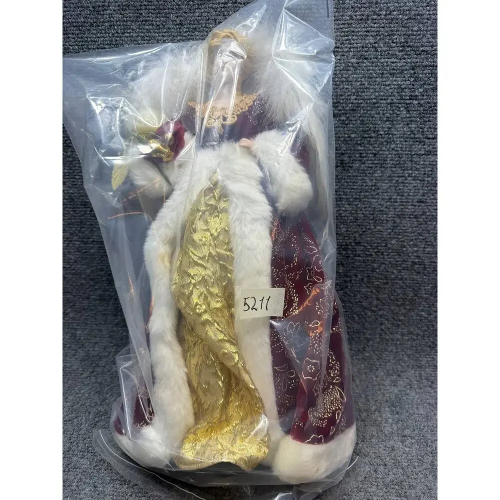 Kmart Christmas Angel Doll Burgundy Gold Dress Holiday Decor
